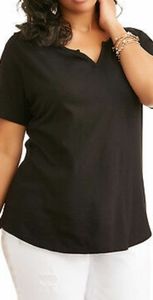 Terra & sky black notch neck tee